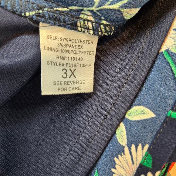 Favlux Women's Dress 3X 3XL XXXL Blue Wrap Floral Sleeves Sun Plus Size 22W 24W - Picture 6 of 8